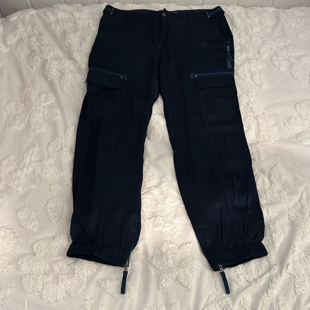 Blue “silk” style cargo pants